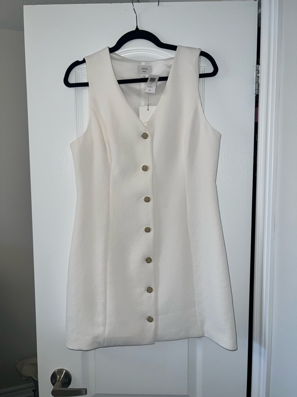 Aritzia Ivory Button-Front Mini Dress